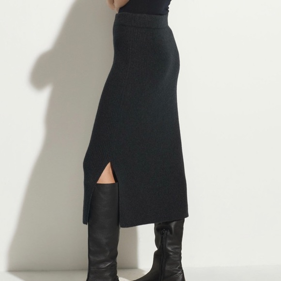 Vince Dresses & Skirts - Vince Wool Cashmere Ribbed MIDI Skirt Classic Slit Business Professional Casual